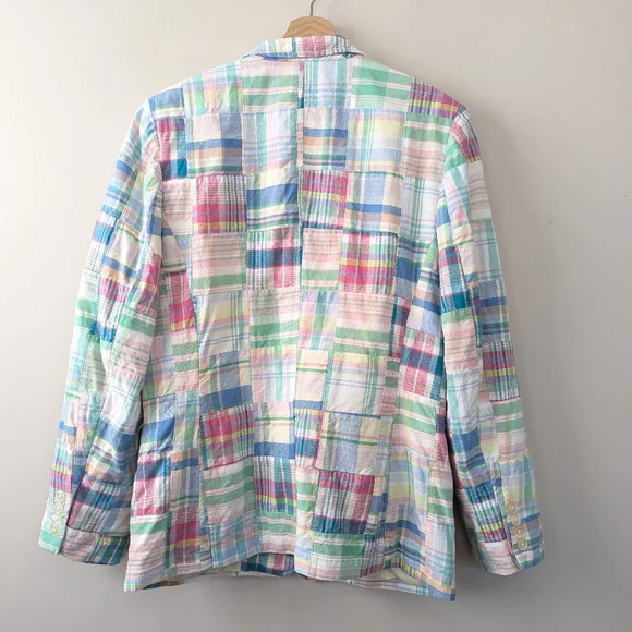 Vintage Ralph Lauren Madras Plaid Pastel Patchwork Blazer - Picture 7 of 13